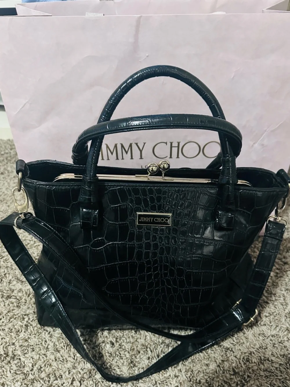 Jimmy Choo Unlisted Kisslock Embossed Bag